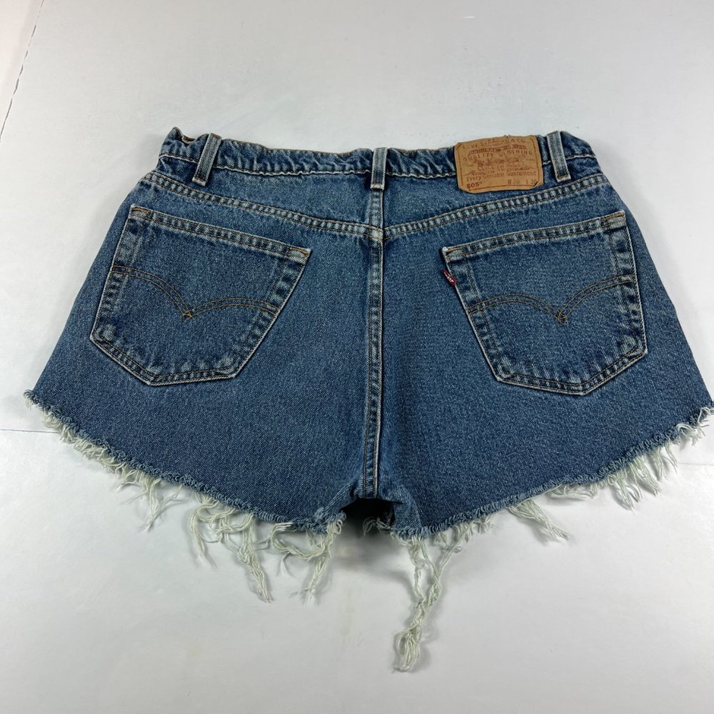 VTG 90s Levi's Jean Shorts Mens 33* 505 Blue Faded Cut Off Denim Jorts Tag 36 - Picture 7 of 16